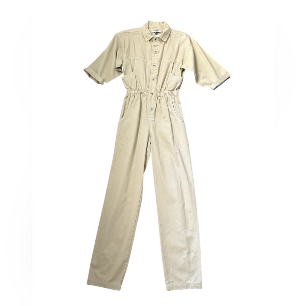 Overlover Made In Usa Cotton Hope Jumpsuit In Kasha Beige Nwt Sz Small